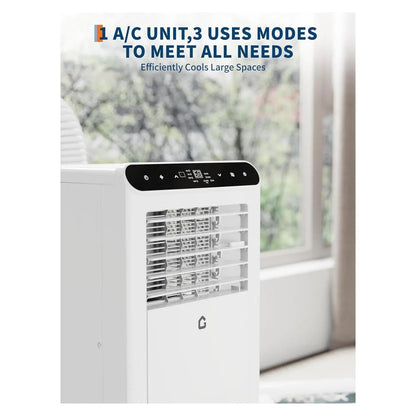 Garvee 8000 BTU Portable Air Conditioner with 3-In-1 Cooling, Dehumidifier, and Fan Functions for Rooms up to 350 Sq. Ft., Featuring Quiet Operation, Touch Panel, Remote Control, Washable Filter, and 24-Hour Timer