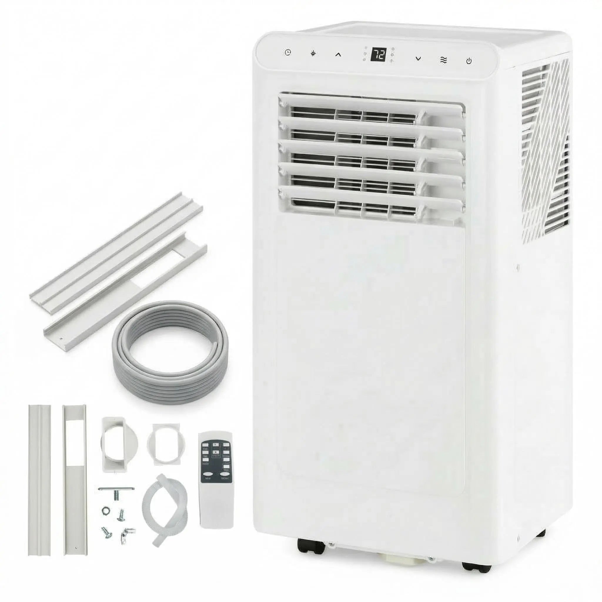 Garvee 8000 BTU Portable Air Conditioner with 3-In-1 Cooling, Dehumidifier, and Fan Functions for Rooms up to 350 Sq. Ft., Featuring Quiet Operation, Touch Panel, Remote Control, Washable Filter, and 24-Hour Timer