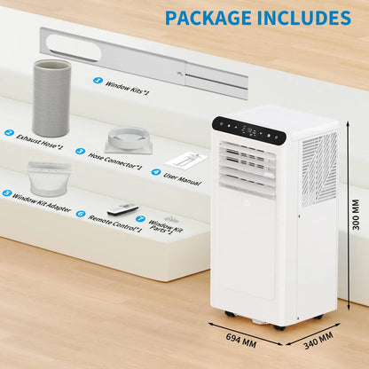 Garvee 8000 BTU Portable Air Conditioner with 3-In-1 Cooling, Dehumidifier, and Fan Functions for Rooms up to 350 Sq. Ft., Featuring Quiet Operation, Touch Panel, Remote Control, Washable Filter, and 24-Hour Timer