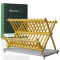 Stone Dish Drying Mat with 2 Tier Bamboo Rack for Kitchen Counter.