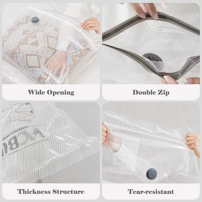【Summer Vibes】Vacease Cordless Travel Vacuum Bag Set with Rechargeable Air Pump，9/12/15/24-Pack Space Saving Storage Bags, Airtight Resealing Sealed Organizers for Luggage, Sturdy Lightweight Clothes Storage Solution, Vacuum Bags for Travel