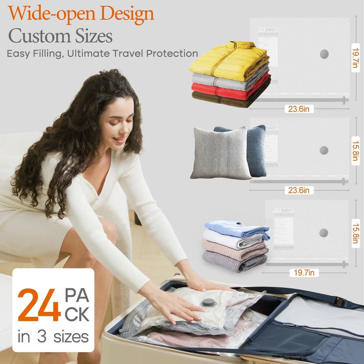 【Summer Vibes】Vacease Cordless Travel Vacuum Bag Set with Rechargeable Air Pump，9/12/15/24-Pack Space Saving Storage Bags, Airtight Resealing Sealed Organizers for Luggage, Sturdy Lightweight Clothes Storage Solution, Vacuum Bags for Travel